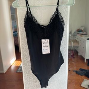 Black lace bodysuit from Zara NWT